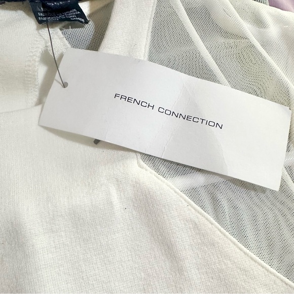 French Connection White Viven Panelled Bodycon Knee Length Sheath Dress Sz 2 NWT - Picture 7 of 7